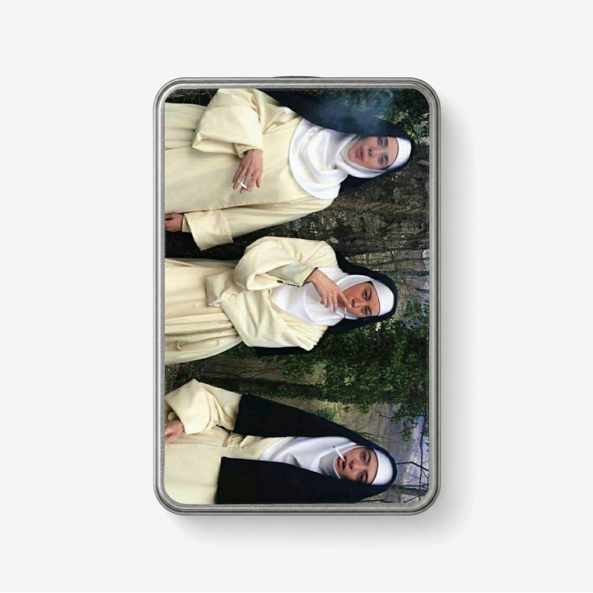 SMOKING NUNS Metal Tin