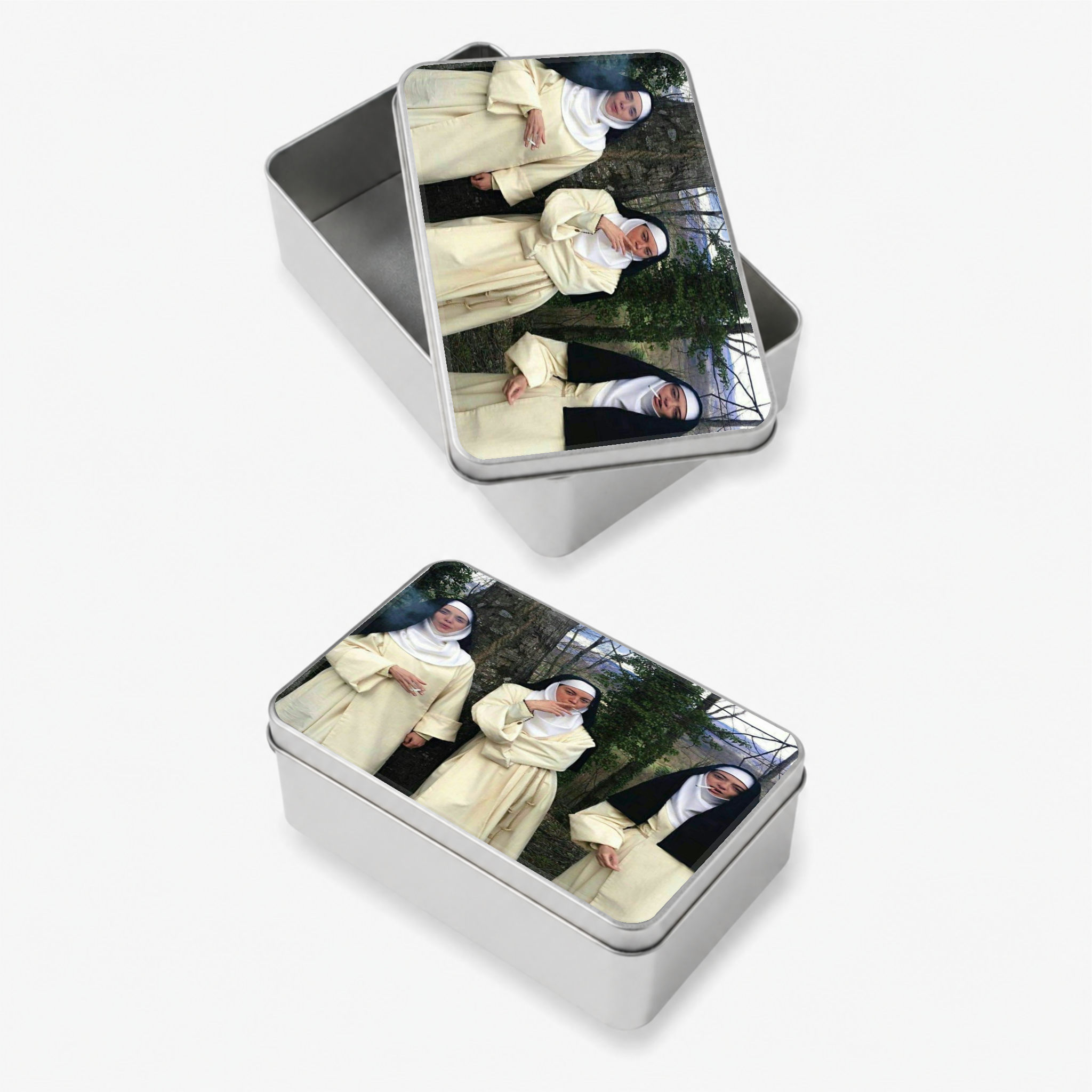 SMOKING NUNS Metal Tin